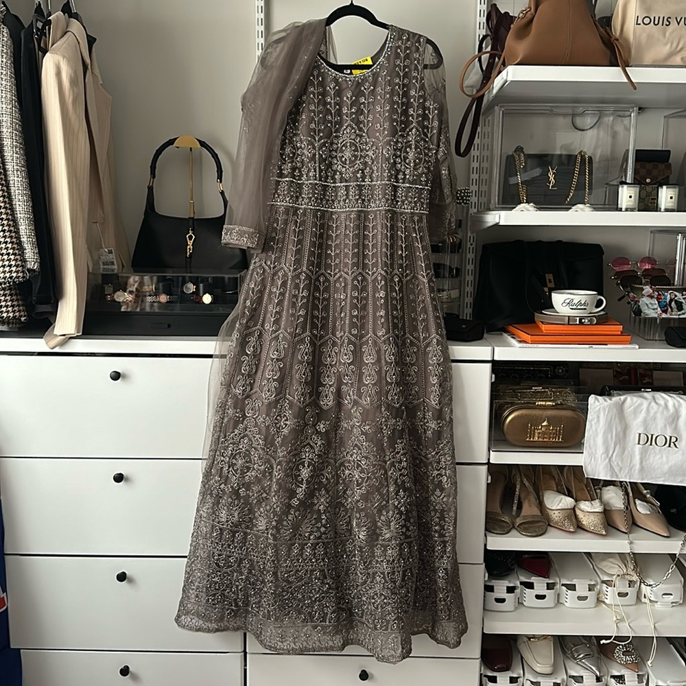Gray anarkali suit